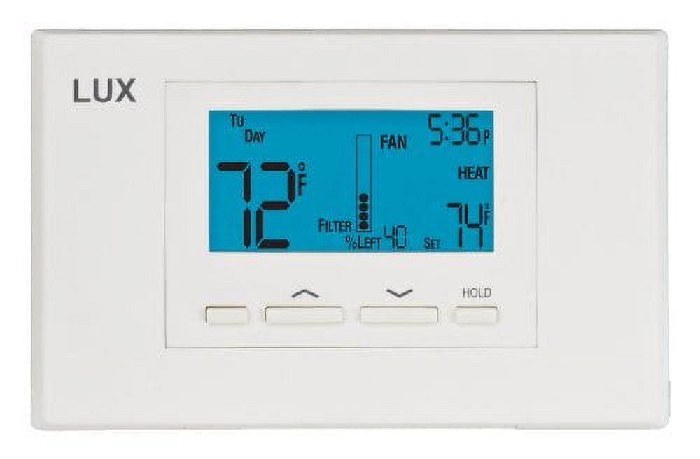 Universal Thermostat 5+2 Programmable for Multistage HVAC Systems - Large  LCD Display - Battery or 24V Hardwire Powered - Compatible with Gas