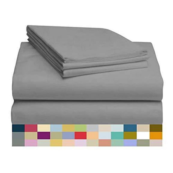 LuxClub 3 PC Twin XL Sheet Set, Deep Pockets Wrinkle Free Cooling Bed Sheets Hotel Bedding for Women, Men, Kids & Teens, Includes 1 Fitted Sheet, 1 Flat Sheet and 1 Pillowcase-Silky Soft Silver