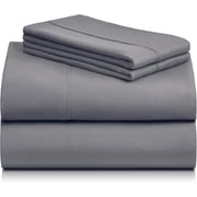LuxClub 3 Piece Twin XL Sheet Set, Deep Pocket Cooling Bed Sheets, Silky Soft Hotel Quality Bedding with Pillowcase, Flat & Fitted Sheets - Silver