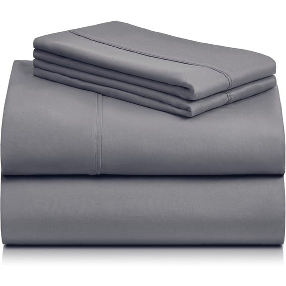 LuxClub 3 Piece Twin XL Sheet Set, Deep Pocket Cooling Bed Sheets, Silky Soft Hotel Quality Bedding with Pillowcase, Flat & Fitted Sheets - Silver