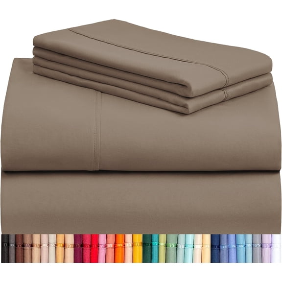 LuxClub Sheet Set Sheets Deep Pockets Wrinkle Free Sheets Machine Washable Hotel Bedding Silky Soft