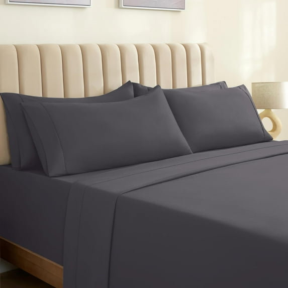 LuxClub 7 PC Sheet Set Bed Sheets Deep Pockets 18" Eco Friendly Silky Grey