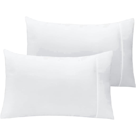 LuxClub Collection Cooling Pillowcases with Satin Trim, Wrinkle Resistant, Machine Washable, Silky Soft, King, 2 Pack, White