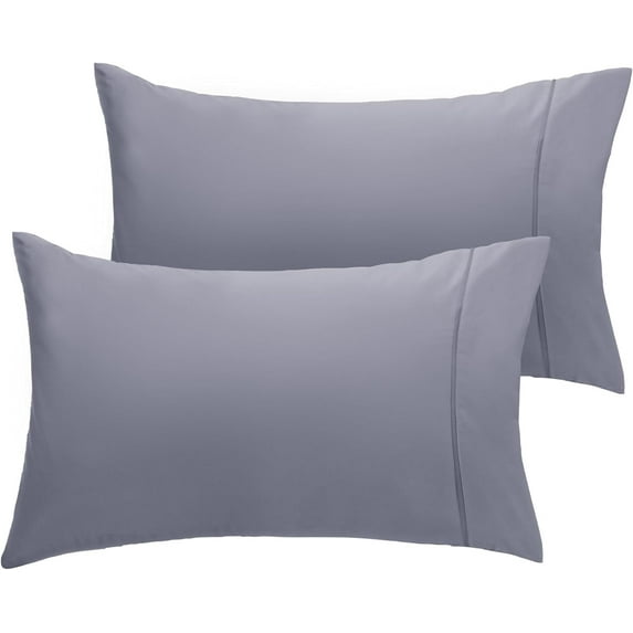 LuxClub Pillowcases, Cooling, Satin Trim, Wrinkle Resistant, Machine Washable, Silver, Standard/Queen, Adult, 2 pack