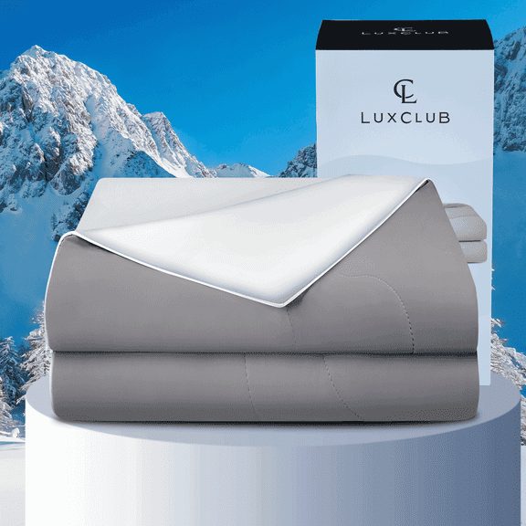 Luxclub Cooling Comforter for Hot Sleepers, Soft & Breathable Twin Bed Comforter, Grey, 66" X 88", Cooling Technology for All-Night Comfort