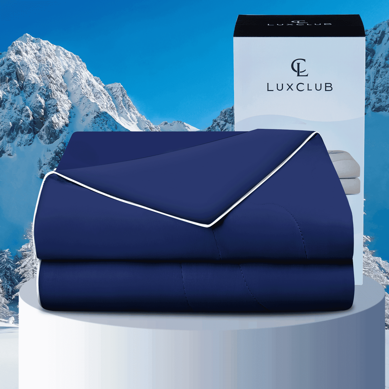 LuxClub Ice Cooling Comforters for Bed, Hot Sleepers, Soft Cooling Comforter, Twin, Navy, 66" x 88"