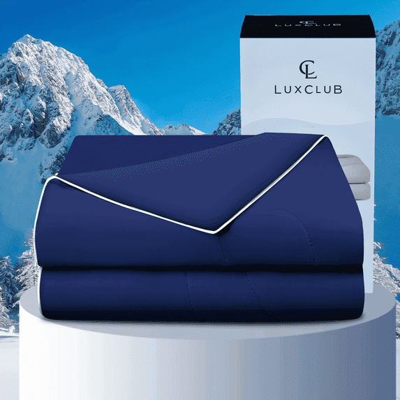LuxClub Ice Cooling Comforters for Bed, Hot Sleepers, Soft Cooling Comforter, Twin, Navy, 66" x 88"