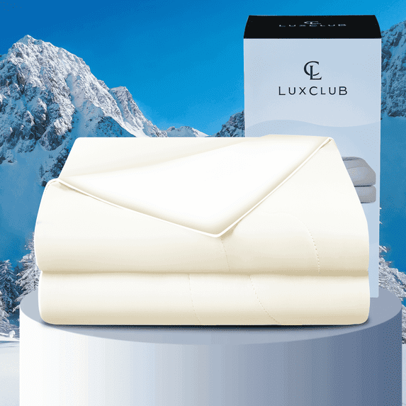 Luxclub Cooling Comforter for Bed, Soft Fabric, Twin, 66" X 88", White, Breathable Comforter for Hot Sleepers