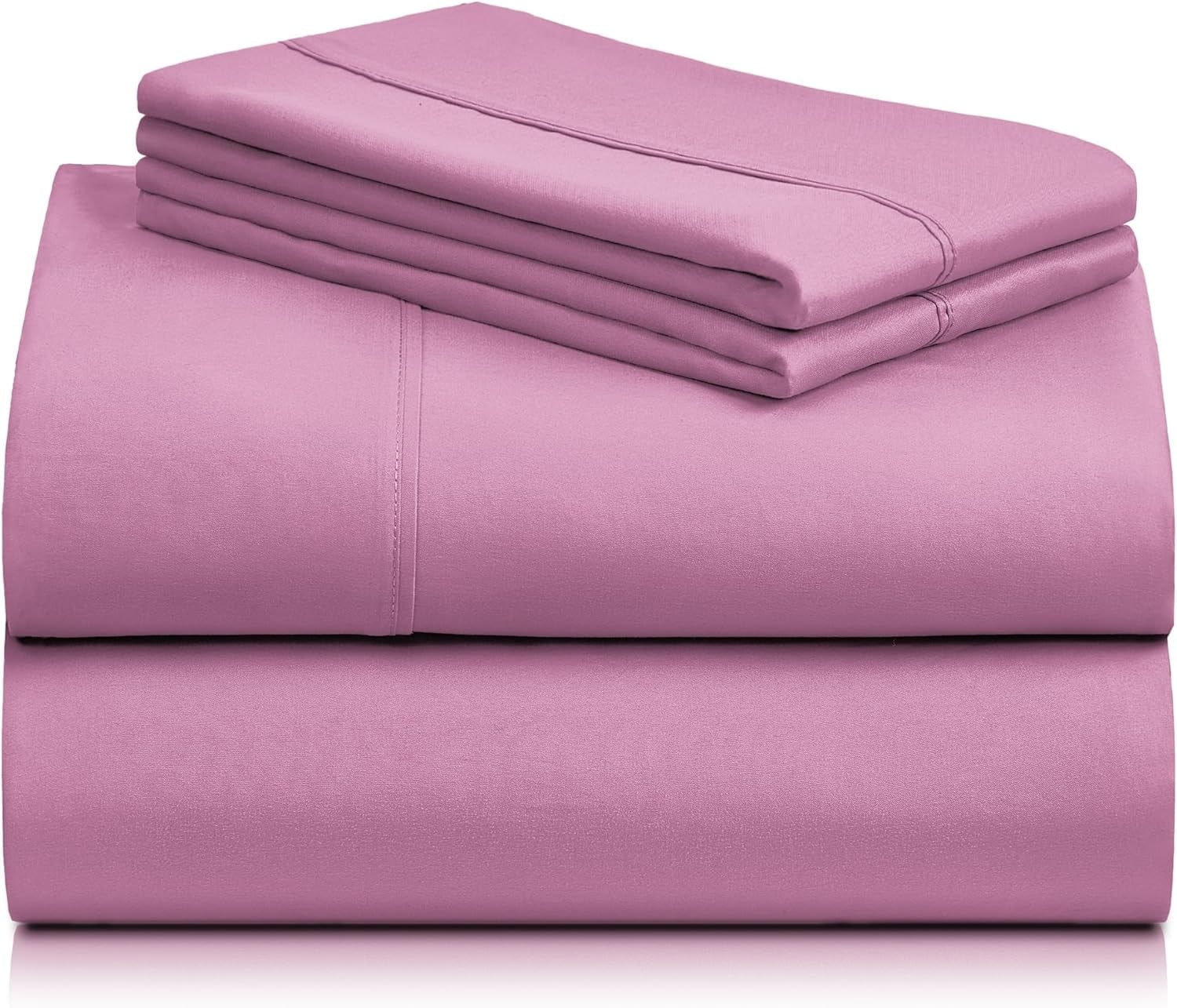 Light Plum Twin Bamboo Microfiber Sheet Set with Deep Pockets