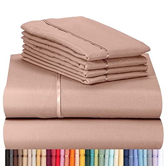 LuxClub Microfiber Bed Sheets & Pillowcases, High Thread Count 1800 Series, Extra Deep Pocket, Wrinkle Free, Breathable Twin Bed Sheets Sets, Pearl Pink, 4 Pieces