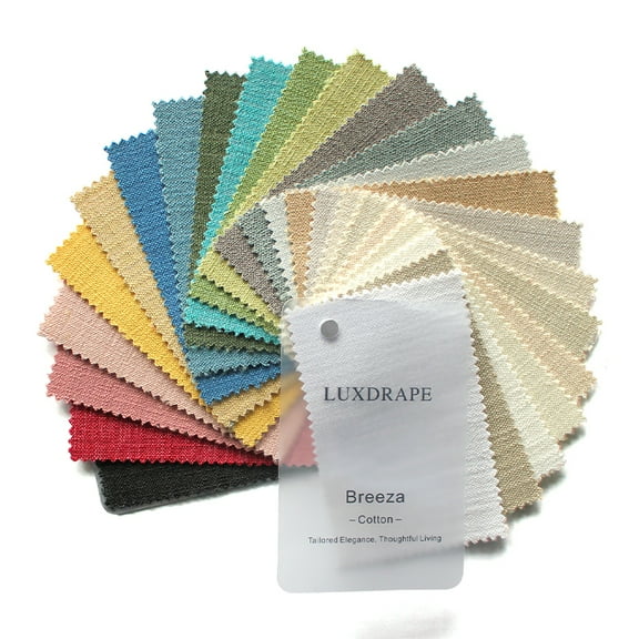 LuxDrape Breeza Cotton Curtain Fabric Sample Booklet, Fabric Color Swatches, 24 Colors,1 Kit for Bedroom
