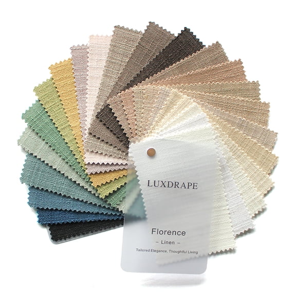 LuxDrape Florence Linen Curtain Fabric Sample Booklet, Fabric Color Swatches, 24 Colors,1 Kit for Living room