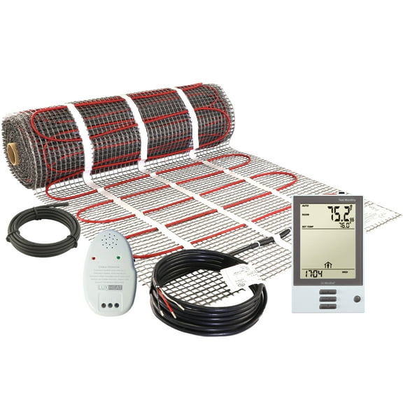 LuxHeat 40 Sqft (120v) Electric Radiant Floor Heating Mat For Under Tile, Includes Programmable Floor Thermostat with Built-in GFCI