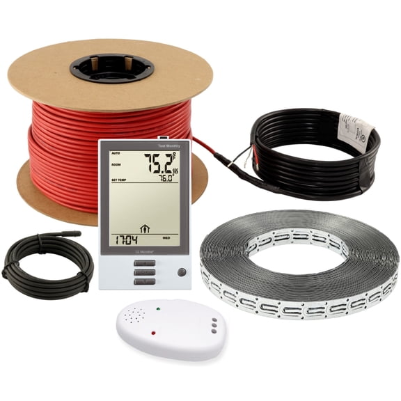 LuxHeat 50 Sqft (120v) Electric Radiant Floor Heating Cable kit for Under Tile, Includes Programmable Floor Thermostat with Built-in GFCI