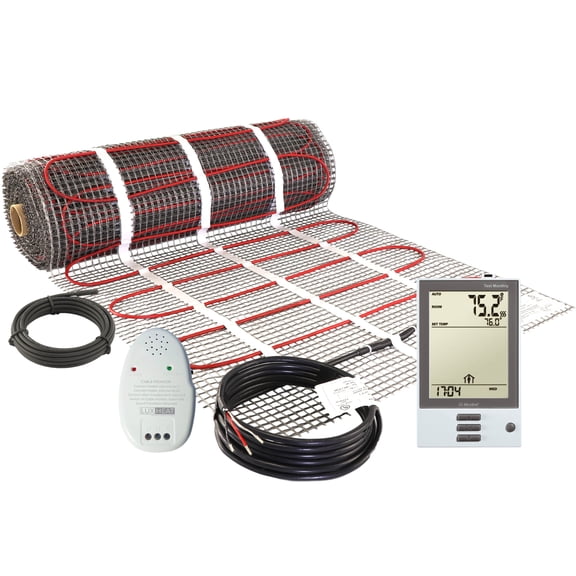 LuxHeat 60 Sqft (120v) Electric Radiant Floor Heating Mat For Under Tile, Includes Programmable Floor Thermostat with Built-in GFCI