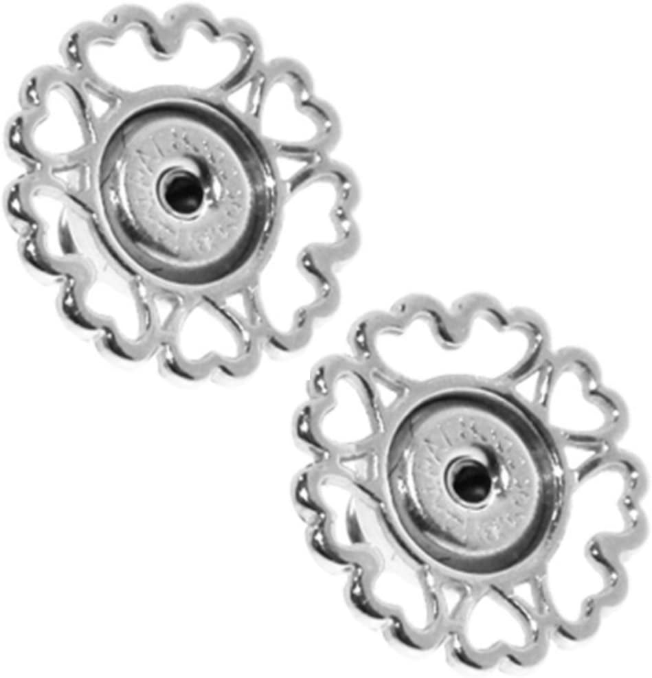 LuxLock Heart Silver, Earrings, Sterling Silver, (Includes One Sets of Earring Backs, Anti-Tarnish Pouch), 1 Count Per Pack