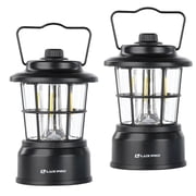 LuxPro LP1535 Retro LED Lantern, 265 Lumens, Black, Battery Powered, Emergency Light, 2-Pack