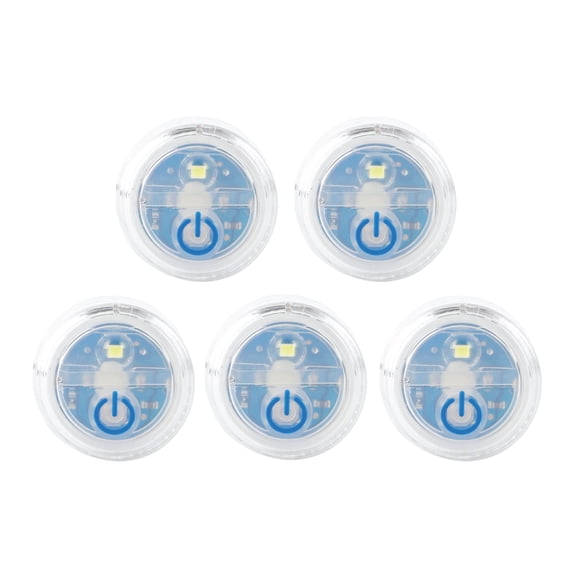 LuxPro LP172 Mini Button LED Puck Lights, Battery Powered, Adhesive Mount, IPX6, 5-Pack