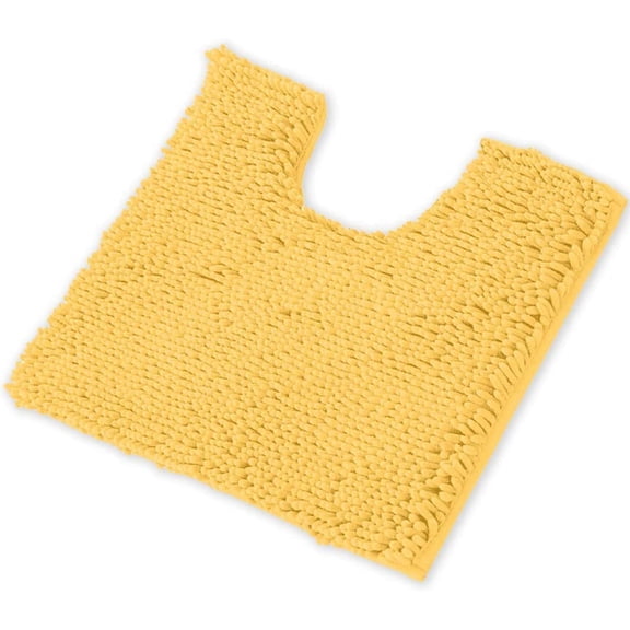 LuxUrux Soft & Plush Super Absorbent U Shaped Chenille Bath Rug, Lemon, 1' x 2'