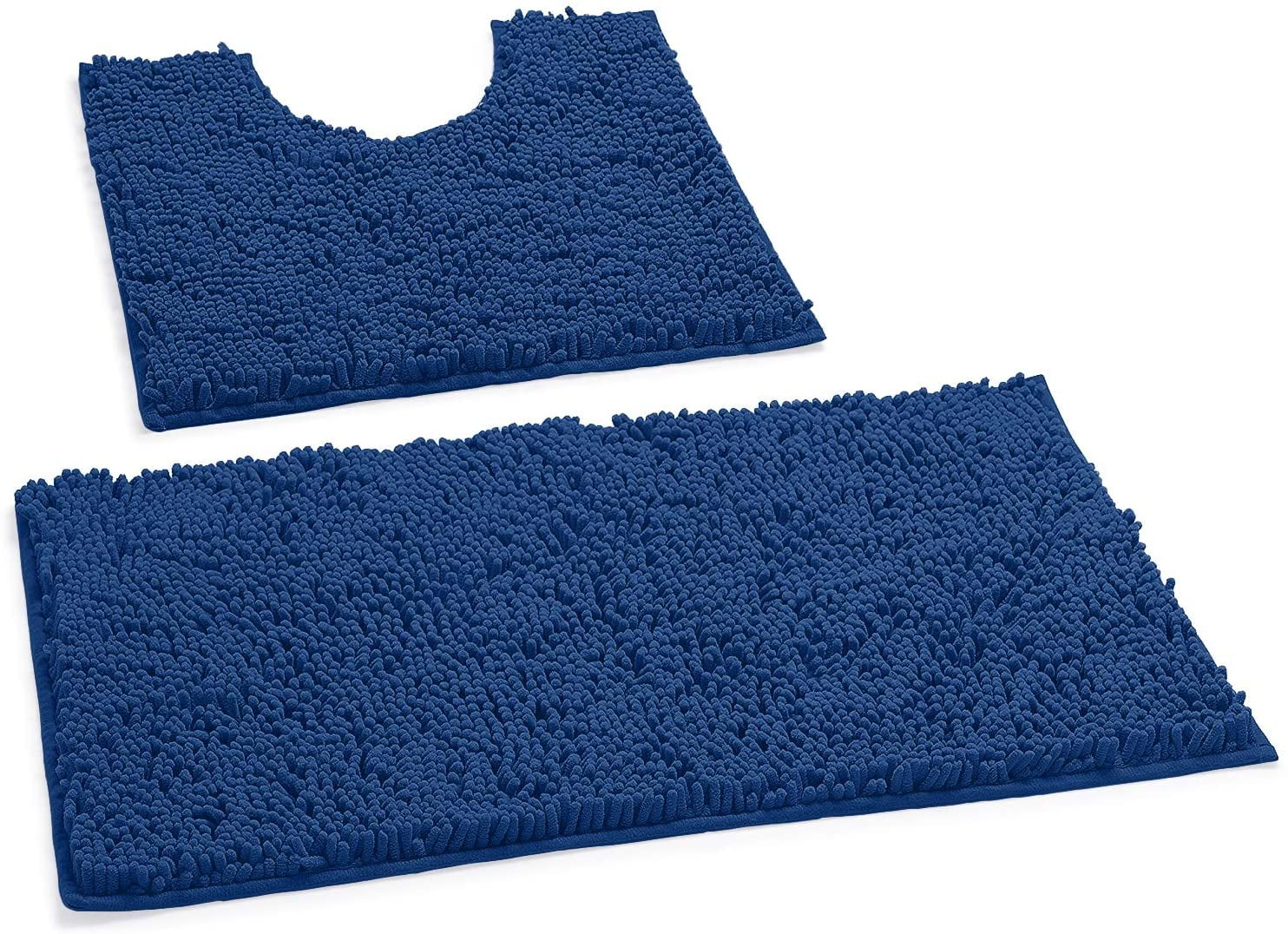 2-Piece Bathroom Rug Set – Memory Foam Bathmats with Plush Chenille Top and  Non-Slip Base – Machine Washable Bathroom Rugs by Lavish Home (Blue)
