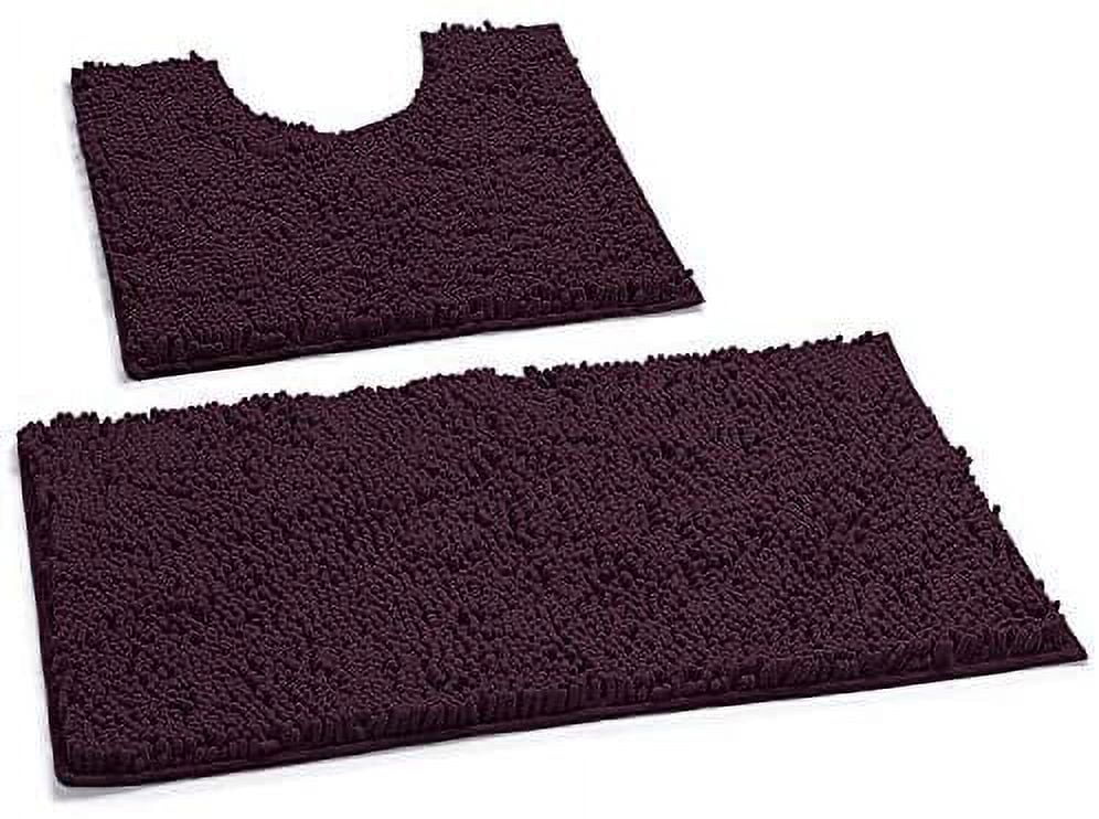 LuxUrux Bathroom Rugs Luxury Chenille 2Piece Bath Mat Set, Soft Plush