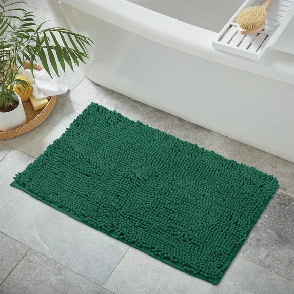 LuxUrux Extra Soft Plush Bath Rug Green Microfiber Bath Rug, 15 x 23, Super Absorbent