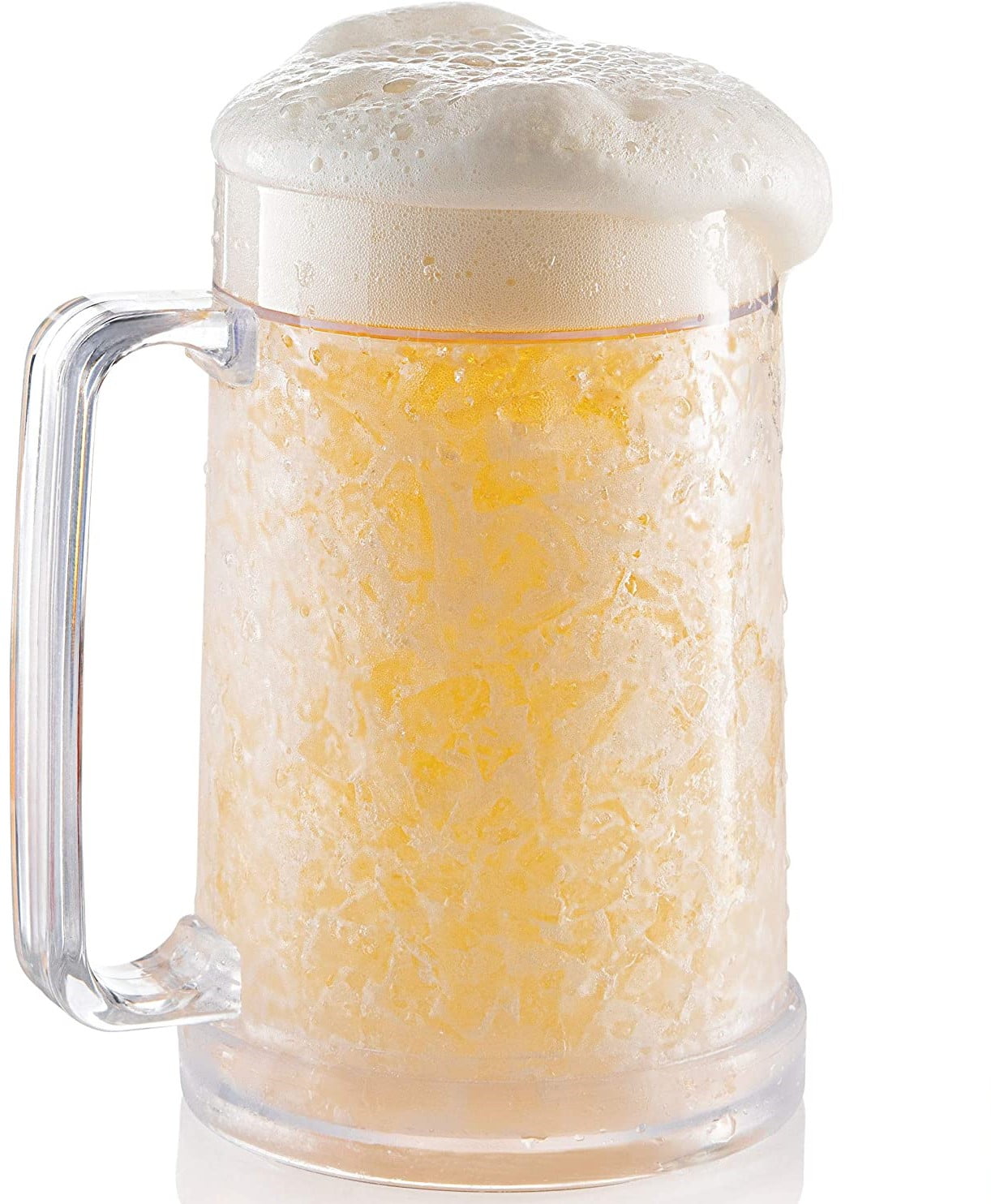 Luxail Freezer Beer Mug, Double Wall, Insulated Gel Plastic Pint Freezable  Glass, 16 oz, Clear 
