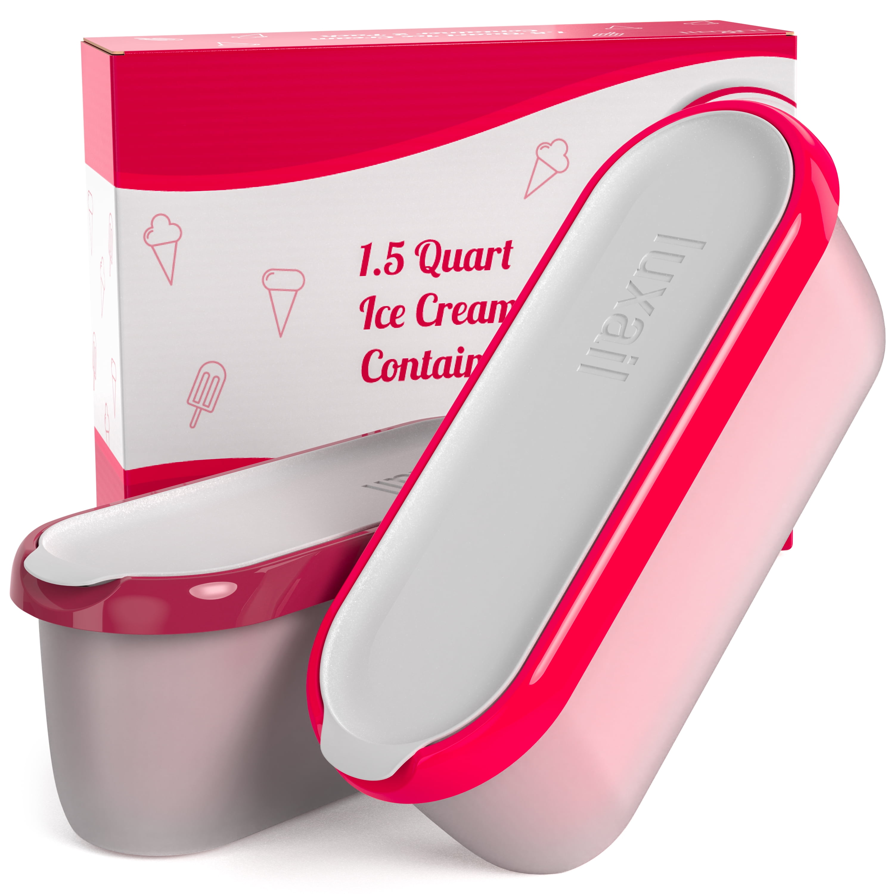 Luxail Ice Cream Containers, 1.5 Quart, Red and Burgundy 