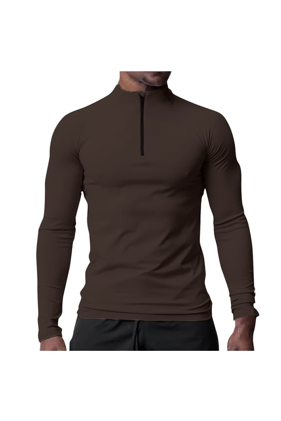Luxalzxs 1/4 Zip Long Sleeve Shirt for Men Casual Versatile Stand Collar Solid Color Tops Outdoor Sport Running Blouse Sun Protection UPF 50+ Lightweight Quick Dry Fishing Rash Guard Golf Shirts