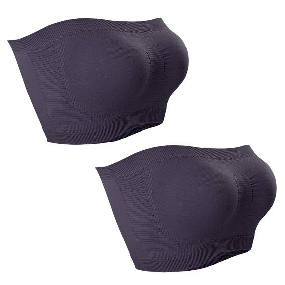 Luxalzxs 2 Pcs Womens Strapless Bandeau Bra Seamless Active Base Layer Wireless Tube Top Bras High Elasticity Push Up Bandeau Top Bralette