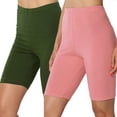 thumbnail image 1 of Luxalzxs 2PC Biker Shorts Women Fashion Solid Color High Waist Workout Leggings Yoga Sport Elastic Quarter Pants Shorts Gym Athletic Fitness Running Leggings, 1 of 5