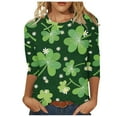 thumbnail image 1 of Luxalzxs 3/4 Length Sleeve Womens Tops Fashion Print T-Shirt Blouse Plus Size Round Neck Casual St Patricks Day Outfits, 1 of 5