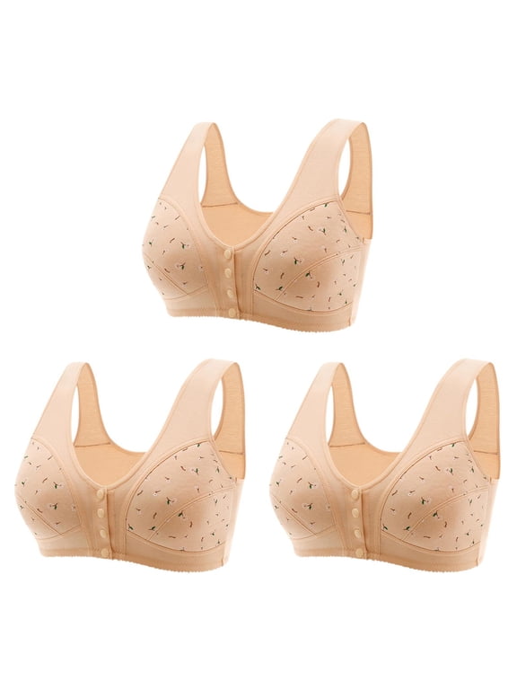 Luxalzxs 3 Pack Nursing Bras for Breastfeeding Front Buckle Closure Maternity Underwear No Underwire Full Coverage Sports Bras Older Women Post Surgery Cotton Sleeping Daisy Bras Everyday Bras