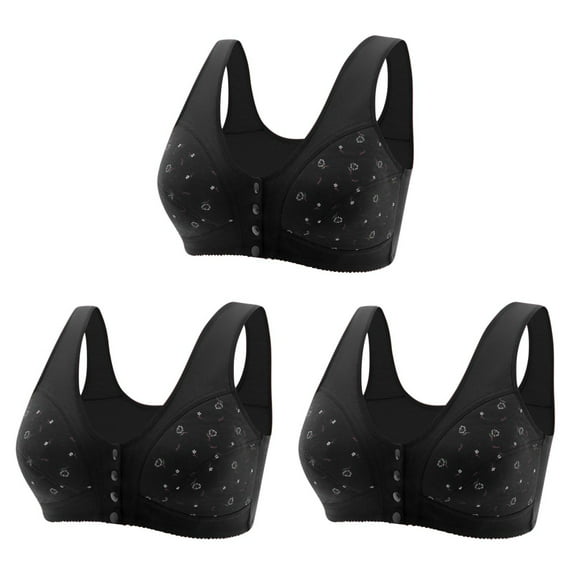 Luxalzxs 3 Pack Nursing Bras for Breastfeeding Front Buckle Closure Maternity Underwear No Underwire Full Coverage Sports Bras Older Women Post Surgery Cotton Sleeping Daisy Bras Everyday Bras