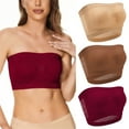 thumbnail image 1 of Luxalzxs 3 Pack Strapless Bras for Women Plus Size No Underwire Comfortable No Steel Ring Breathable Gathering Non-Slip Bandeau Bra Wireless Tube Top Bra, 1 of 5