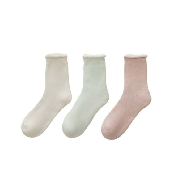 Luxalzxs 3 Pairs Pregnant Winter Warm Socks, Women's Winter Thick Warm Cozy Plush Wool Socks, Medium Length Home Floor Socks