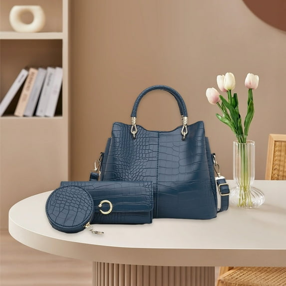 Luxalzxs 3 Pcs Fashion Retro Bucket Crossbody Bags for Women Hobo Purse Handbag Top Handle Shoulder Satchel Ladies Hobo Tote Set