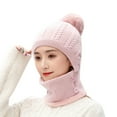 thumbnail image 1 of Luxalzxs 3 in 1 Warm Thick Knitted Beanie Hat Scarf and Mask Set Slouchy Snow Ski Knit Cap Infinity Scarves for Women, 1 of 3