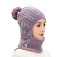 thumbnail image 1 of Luxalzxs 3 in 1 Warm Thick Knitted Beanie Hat Scarf and Mask Set Slouchy Snow Ski Knit Cap Infinity Scarves for Women, 1 of 5