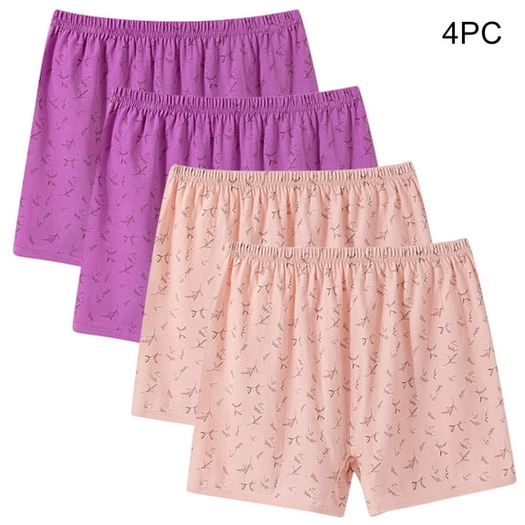 Luxalzxs 4PCS Plus Size Cotton Underwear Boxer Briefs Loose Soft Panties Boyshorts for Middle Elderly Women Seniors
