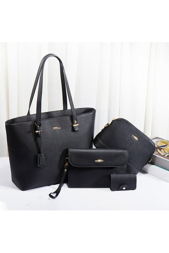 Luxalzxs 4PCS Women Fashion Crossbody Bag Wristlet Wallet Handbags Wallet Tote Bag Shoulder Bag Top Handle Satchel Purse Set