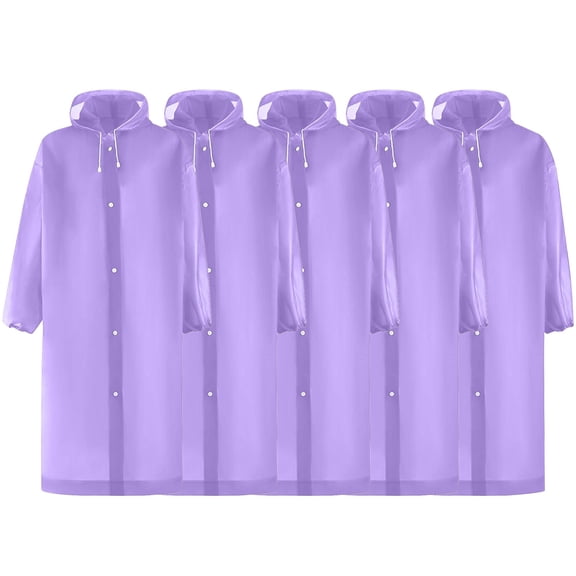 Luxalzxs 5 Pack Raincoats for Adults Reusable, EVA Rain Ponchos Lightweight Rain Coat Waterproof Rain Gear for Men and Women