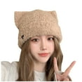 thumbnail image 1 of Luxalzxs Autumn and Winter Cute Cat Ears Plush Hat for Women, Warm Ear Protection Beanie Hat, Thickened Knitted Hat, 1 of 5
