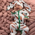 thumbnail image 1 of Luxalzxs Baby Boy Girls Easter Outfit Long Sleeve Carrot Print Bunny Romper Jumpsuit with Rabbit Ear Cap Infant Newborn Baby Pajamas Bodysuits Two-Piece Set, 1 of 5