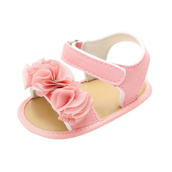 Luxalzxs Baby Girls Summer Sandals Non-Slip Rubber Soft Sole Flower Flats Infant First Walking Shoes Toddler Crib Shoes Newborn Loafers Flats 0-15 Months