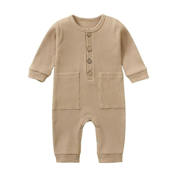 Luxalzxs Baby Long Sleeve Onesies Newborn Baby Boy Girl Sweater Romper Solid Color Button Up Knitted Jumpsuit Cute Infant Winter Outfits