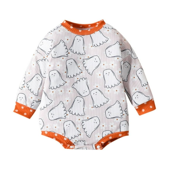 Luxalzxs Baby Onesies 0-3 Months Newborn Infant Bubble Romper Long Sleeve Ghost Bodysuit Oversized Sweatshirt Playsuit Overalls