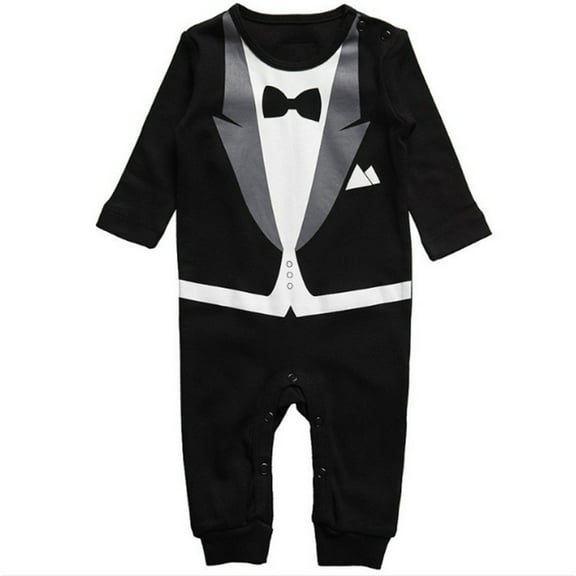 Luxalzxs Baby Onesies 3-24 Months Boy Newborn Infant Toddler Gentleman Romper Jumpsuit Cotton Long Sleeve One Piece Formal Outfits