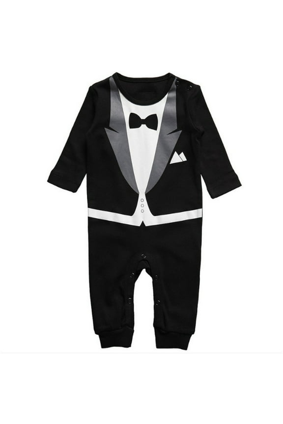 Luxalzxs Baby Onesies 3-24 Months Boy Newborn Infant Toddler Gentleman Romper Jumpsuit Cotton Long Sleeve One Piece Formal Outfits