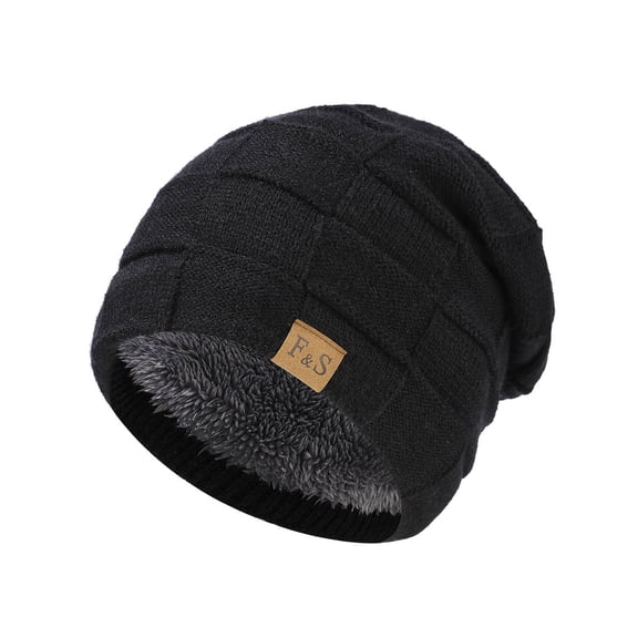 Luxalzxs Beanie Hat for Men, Thick Warm Fleece Lined Knit Winter Hats Cuffed Beanie Stocking Hat Ski Skull Cap Outdoor Windproof Baggy Slouchy Pile Hat